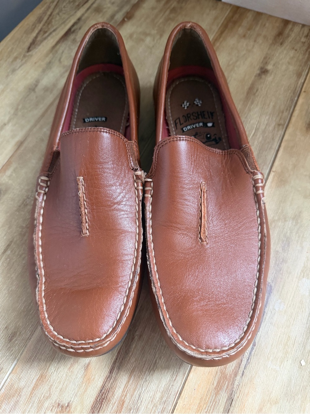 Florsheim Tan Leather Slip-On Moccasin Loafers - Picture 2 of 5